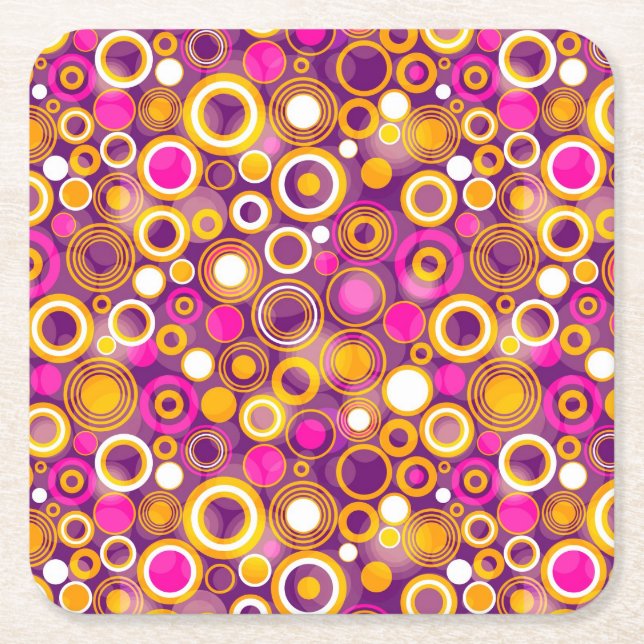 Dessous De Verre Carré Motif de point violet de polka (Devant)