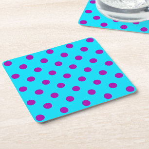 Dessous De Verre Carré Motif de pois violet sur fond bleu