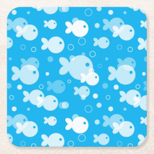 Dessous De Verre Carré motif de poissons