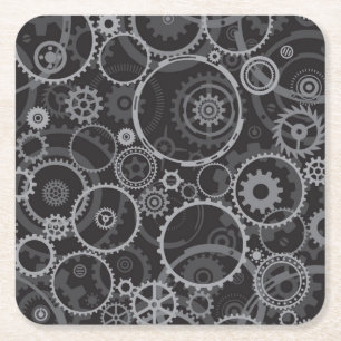 Dessous De Verre Carré Motif de roues dentées