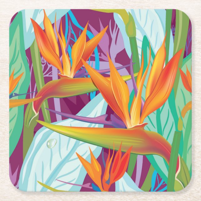 Dessous De Verre Carré Motif de Strelitzia (Devant)