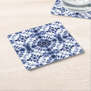 Dessous De Verre Carré Motif de teinture bleu foncé