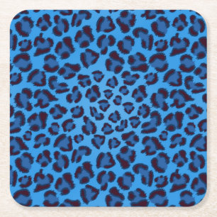 Dessous De Verre Carré motif de texture de léopard bleu