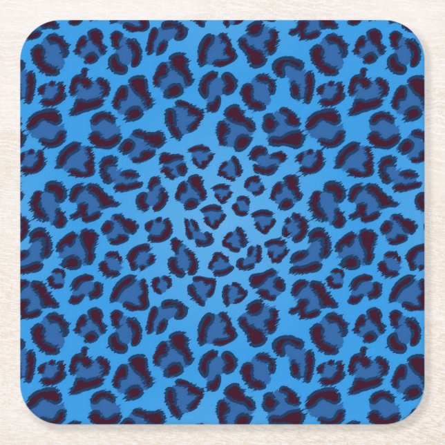 Dessous De Verre Carré motif de texture de léopard bleu (Devant)