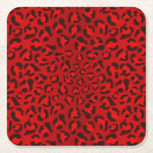 Dessous De Verre Carré motif de texture léopard rose.