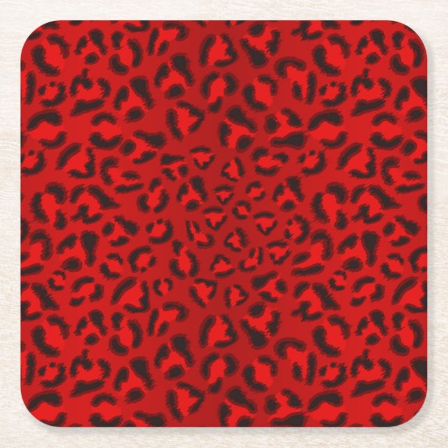 Dessous De Verre Carré motif de texture léopard rose. (Devant)