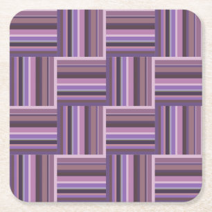 Dessous De Verre Carré Motif de tissage à bandes mauve