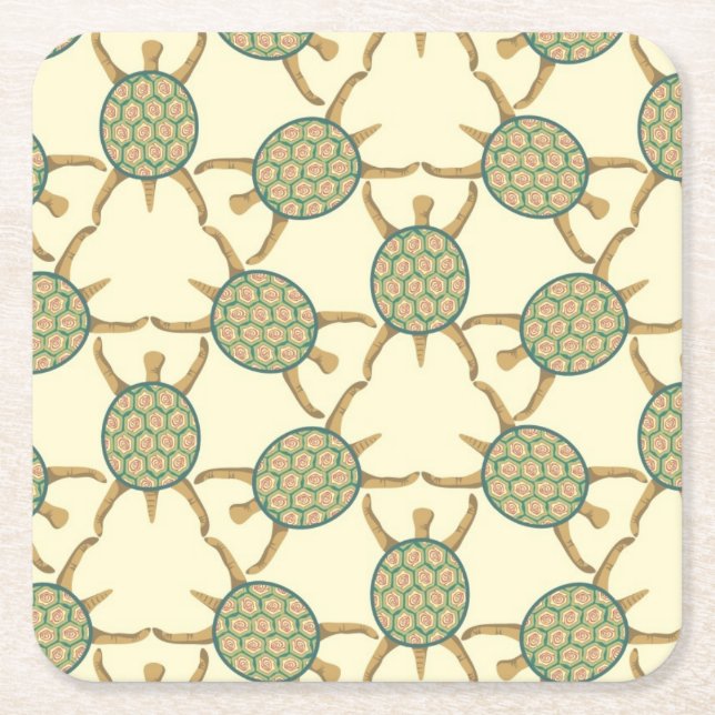 Dessous De Verre Carré Motif de tortue (Devant)