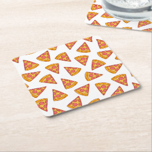 Dessous De Verre Carré Motif de tranche Pizza Fun