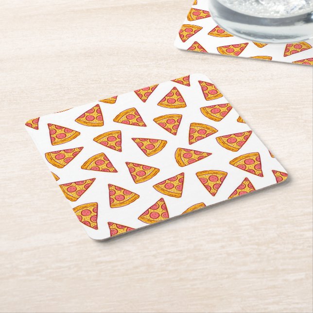 Dessous De Verre Carré Motif de tranche Pizza Fun (Incliné)