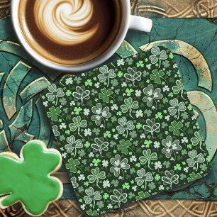 Dessous De Verre Carré Motif de trèfle celtique Cœurs irlandais verts