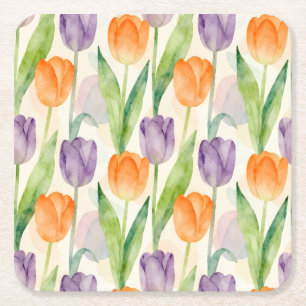 Dessous De Verre Carré Motif de tulipe coloré