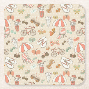 Dessous De Verre Carré Motif de vacances d'été