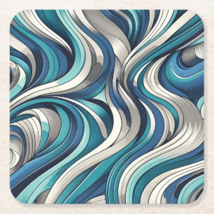 Dessous De Verre Carré Motif de vague d'inspiration océanique