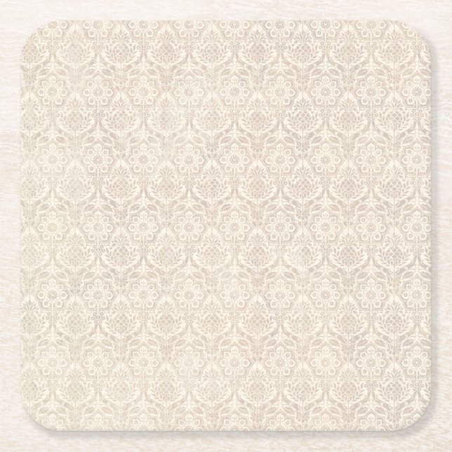 Dessous De Verre Carré Motif de vanille de damassé (Devant)