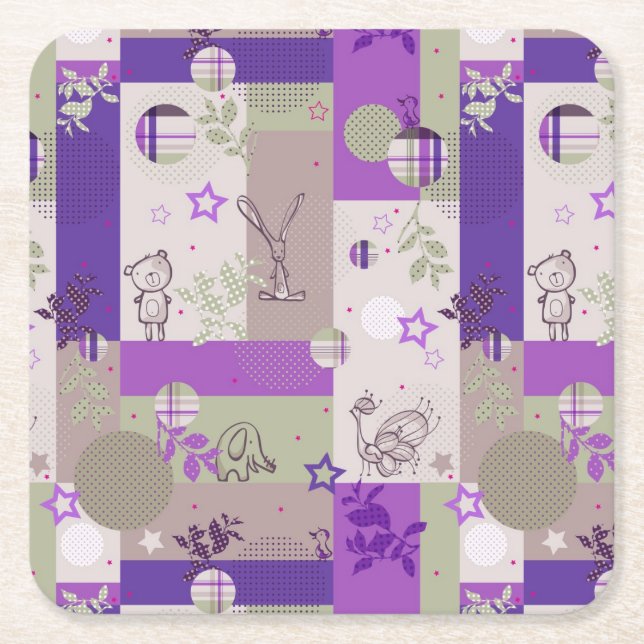 Dessous De Verre Carré Motif d'édredon de bébé (Devant)