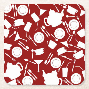 Dessous De Verre Carré Motif d'éléments de cuisine