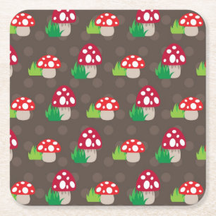 Dessous De Verre Carré motif d'enfants de champignon