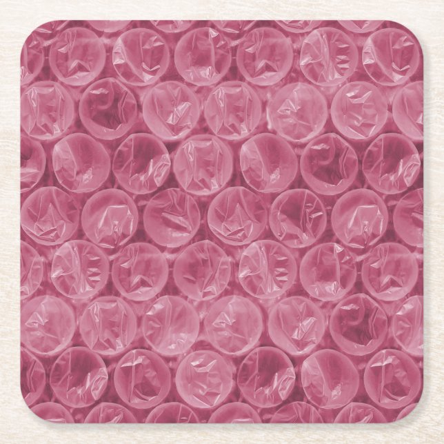 Dessous De Verre Carré Motif d'enveloppement de bulle rose (Devant)
