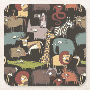 Dessous De Verre Carré Motif des animaux africains