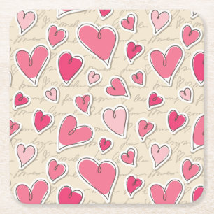 Dessous De Verre Carré Motif des coeurs