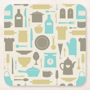 Dessous De Verre Carré Motif Des Outils De Cuisine