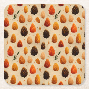 Dessous De Verre Carré Motif des Pinecones d'hiver chauds