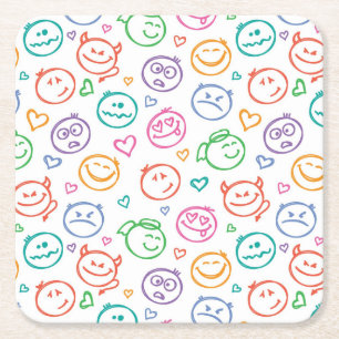Dessous De Verre Carré motif des sourires