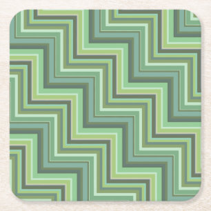 Dessous De Verre Carré Motif d'escalier à rayures vert olive