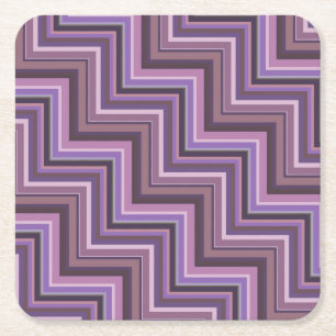 Dessous De Verre Carré Motif d'escaliers à rayures mauve