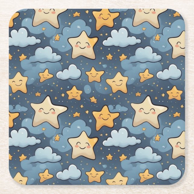 Dessous De Verre Carré Motif d'étoiles (Devant)