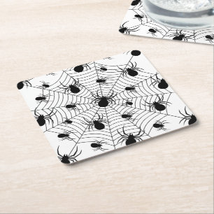 Dessous De Verre Carré Motif d'Halloween Black White araignées