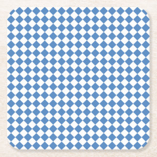 Dessous De Verre Carré Motif diamant à carreaux bleu blanc