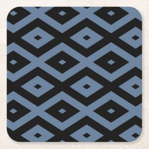 Dessous De Verre Carré Motif diamant gris bleu et noir