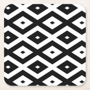 Dessous De Verre Carré Motif diamant noir et blanc