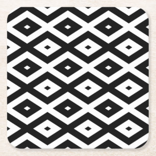 Dessous De Verre Carré Motif diamant noir et blanc