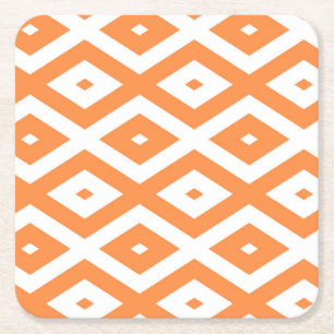Dessous De Verre Carré Motif diamant orange et blanc