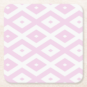 Dessous De Verre Carré Motif diamant rose pâle et blanc