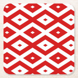 Dessous De Verre Carré Motif diamant rouge et blanc