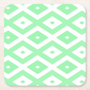 Dessous De Verre Carré Motif diamant vert et blanc