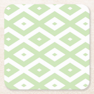 Dessous De Verre Carré Motif diamant vert pâle et blanc