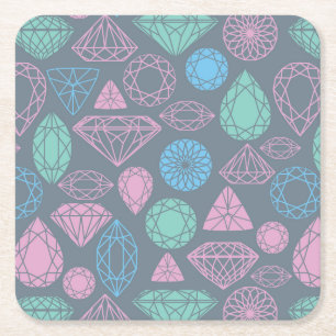 Dessous De Verre Carré Motif d'icône de pierre gemme
