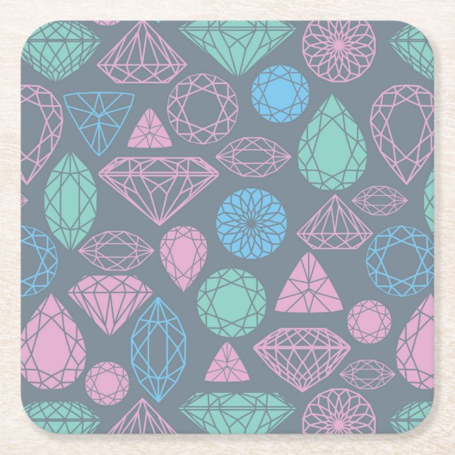 Dessous De Verre Carré Motif d'icône de pierre gemme (Devant)