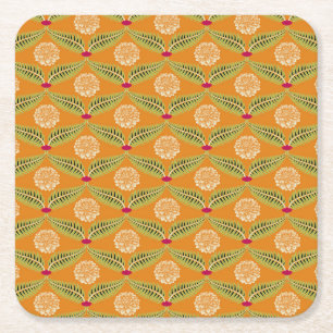 Dessous De Verre Carré Motif d'illustration traditionnel indien.