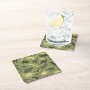 Dessous De Verre Carré Motif Dinosaure, Silhouette Dinosaure, Dino Vert