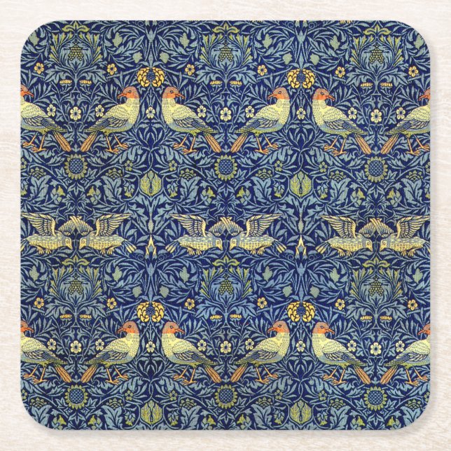 Dessous De Verre Carré Motif d'oiseau de William Morris (Devant)