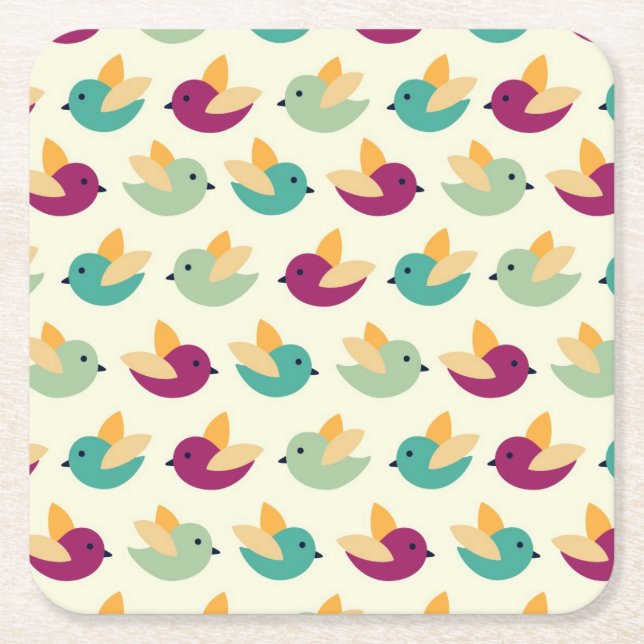Dessous De Verre Carré Motif d'oiseaux (Devant)