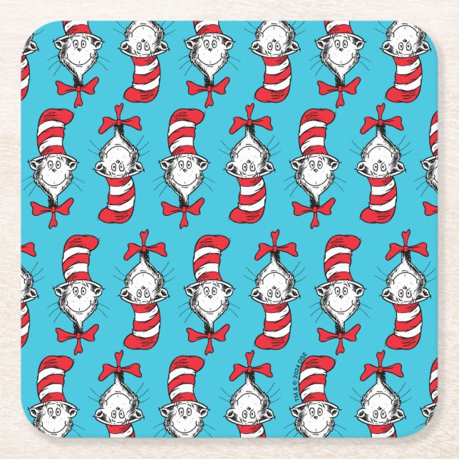 Dessous De Verre Carré Motif du Chat dans le Chapeau (Devant)