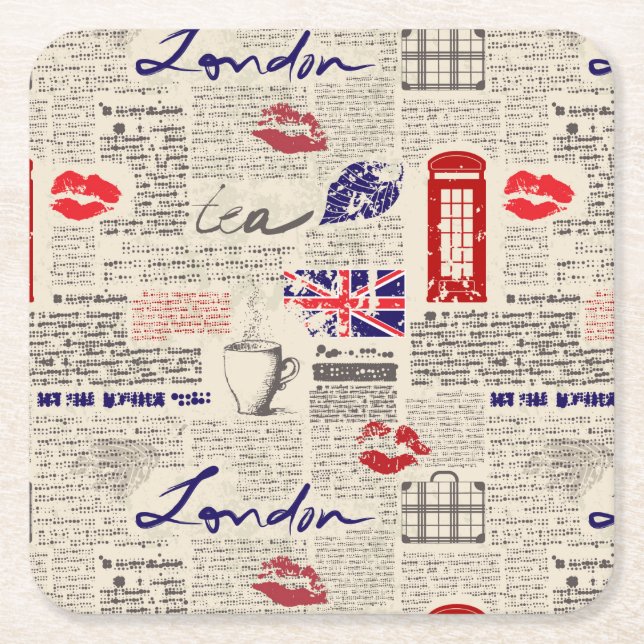 Dessous De Verre Carré Motif du journal londonien (Devant)