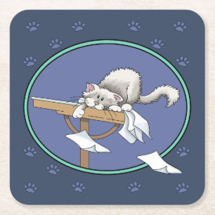 Dessous De Verre Carré Motif du mal du chat